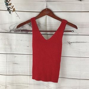 VTG Cherry Red Ribbed Tank
